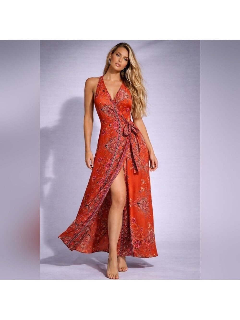 Kendall + Kylie Orange Boho Dress Size M